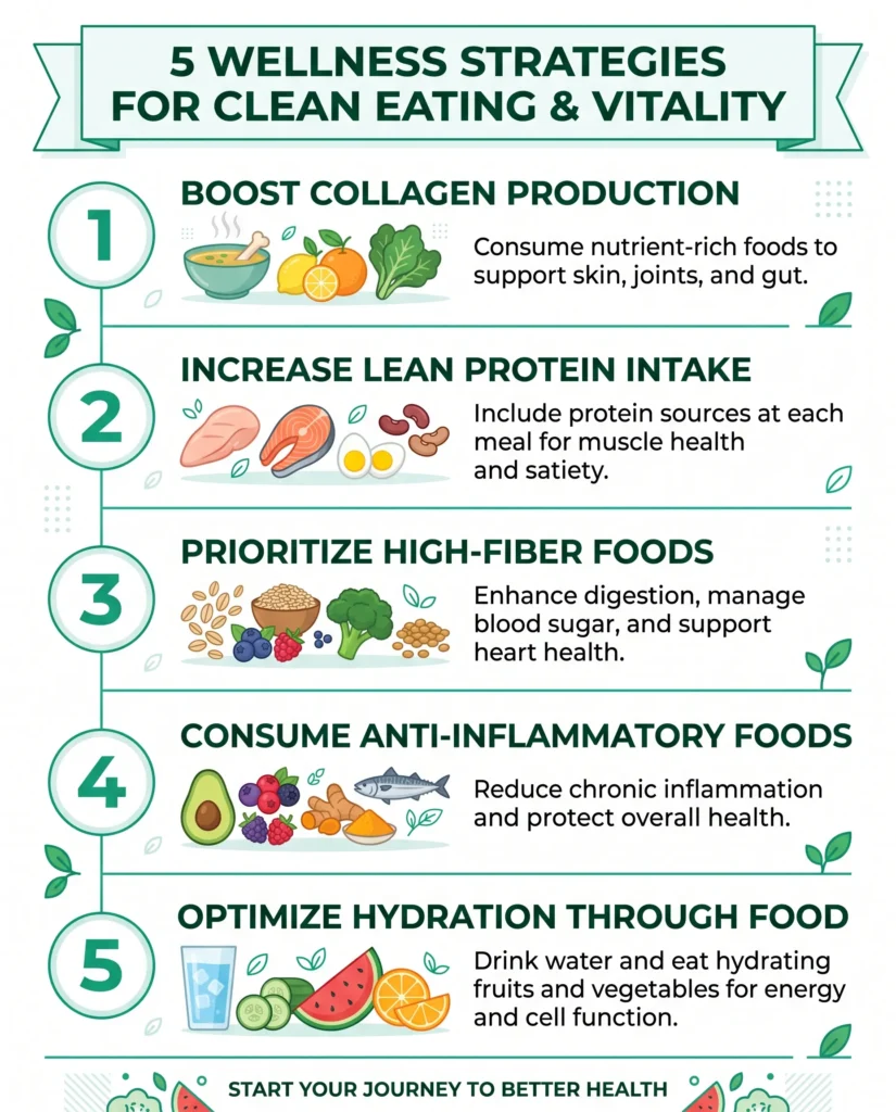 infographic showing 5 food strategies for chrissy metz glp-1 weight loss results