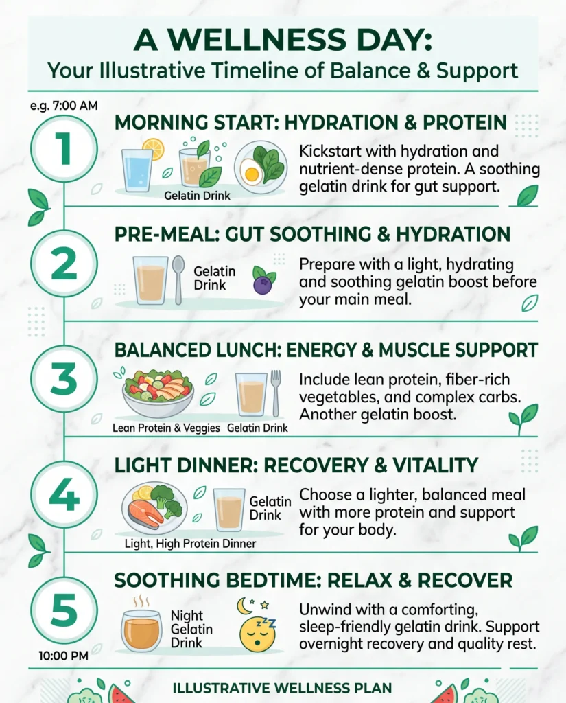 Alt Text daily glp-1 food protocol timeline for chrissy metz glp-1 journey morning pre-meal bedtime